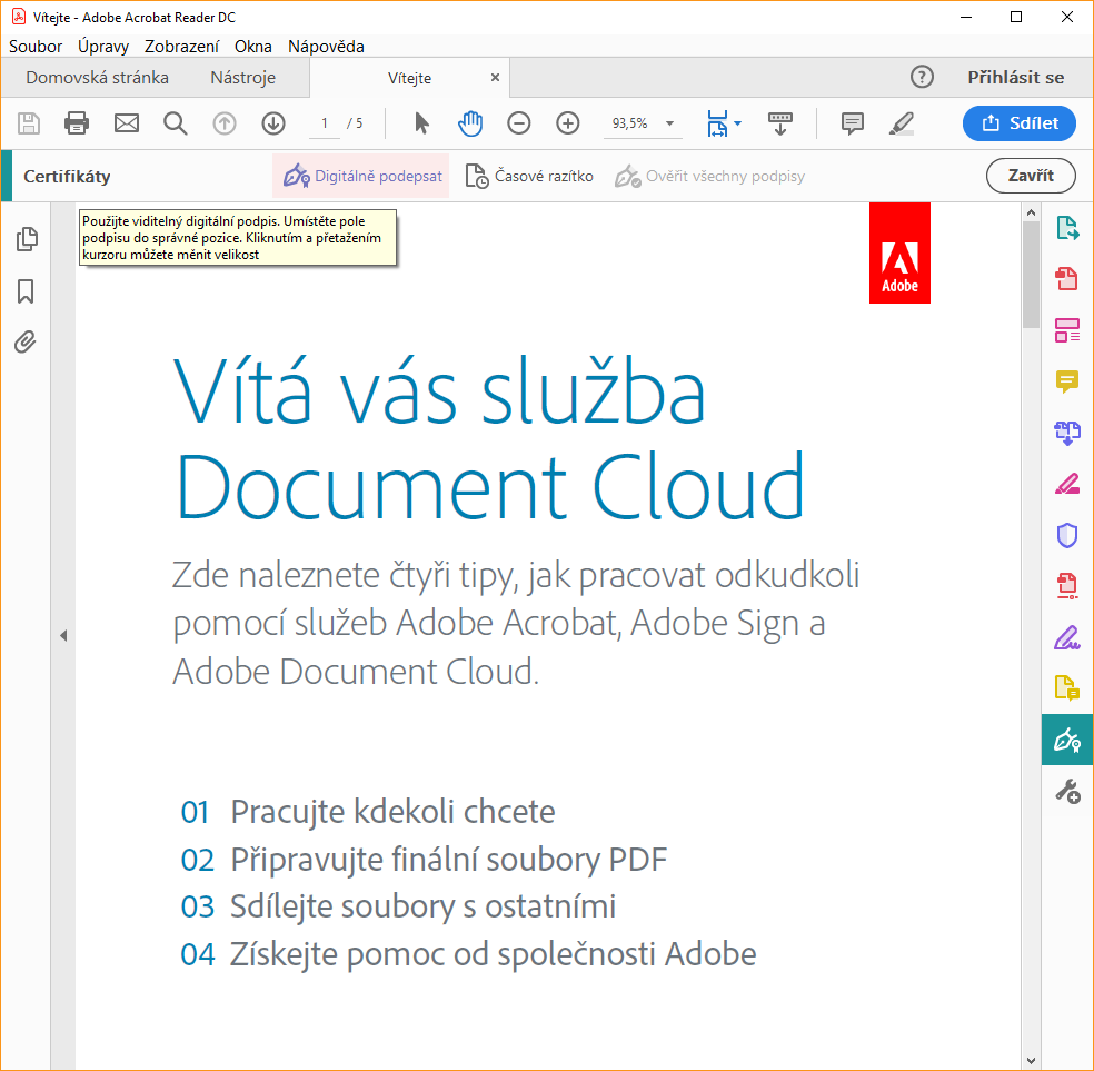 Podpis v Adobe Reader
