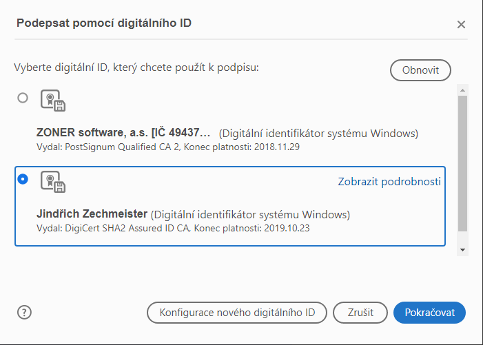 Podpis v Adobe Reader